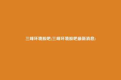 三峰環境股吧動態與重慶信息咨詢服務 投資分析與市場展望